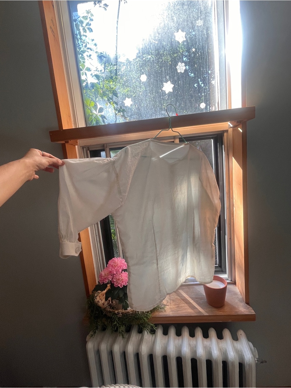 handwoven and handstiched off white muslin top